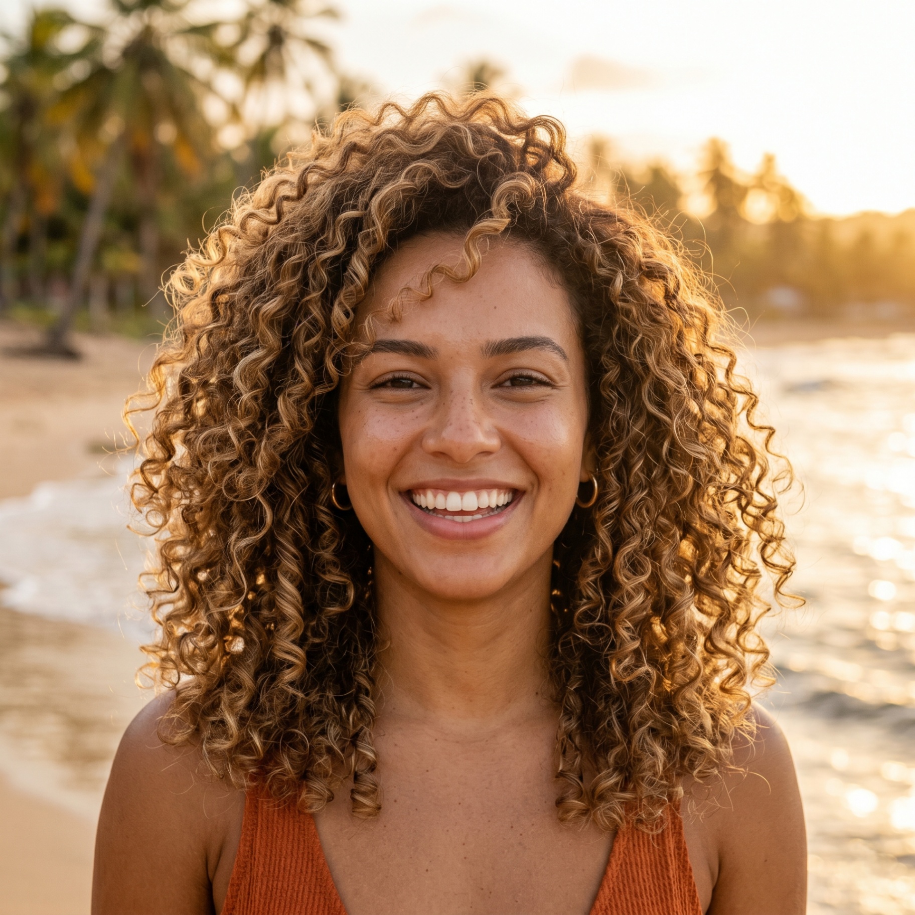 Cabelo castanho claro com mechas naturais